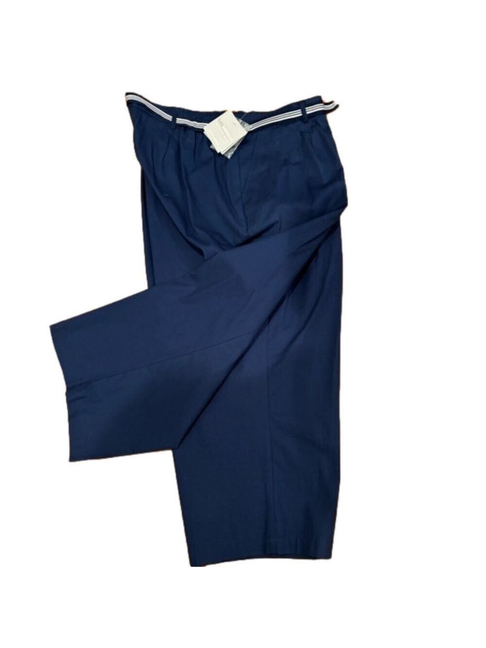 NWT Y2K SAG HARBOR NAUTICAL BLUE WIDE LEG CAPRI CROPPED PANT W STRIPED BELT 24W